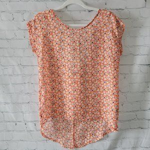 Overlayer orange shirt with hearts print